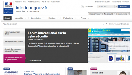 Site internet Ministère de l'intérieur
